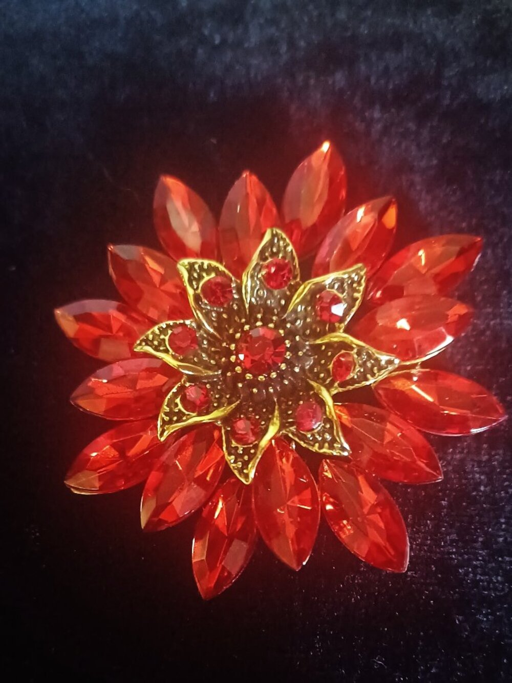 Vibrant Red Rhinestone Brooch
